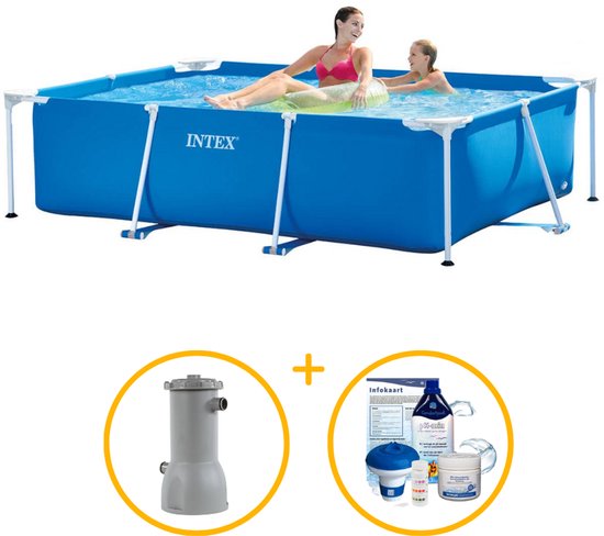 Intex zwembad 220 x 150 x 60 | Rechthoekig frame zwembad | Zwembadpakket | Chloorpakket | Filterpomp