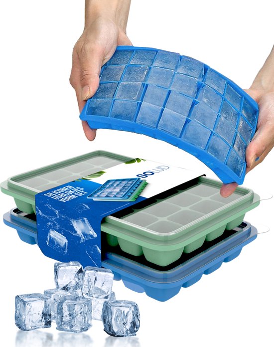 Foto: Solud ijsblokjesvorm met deksel 2 stuks 56 ijsblokjes vierkant ijsblokjesvormen ijsvormpjes ijsblokjes bpa vrij 100 silicone