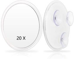 Vergrootspiegel met Zuignap - Make-up Spiegel met Zuignappen - 20x Vergroting - Ø15cm - Reisspiegel - Mini Make Up Spiegel - Geschikt voor thuisgebruik, schoonheidssalons en reizen - Wit