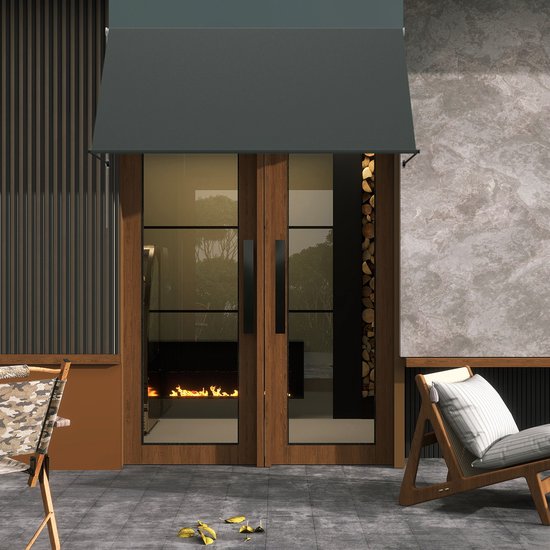 Aufun Parasol de balcon résistant aux UV - Store manuel rétractable en polyester et acier, store télescopique - store de balcon réglable en hauteur et en inclinaison Parasol de balcon - 350 x 145 cm - anthracite