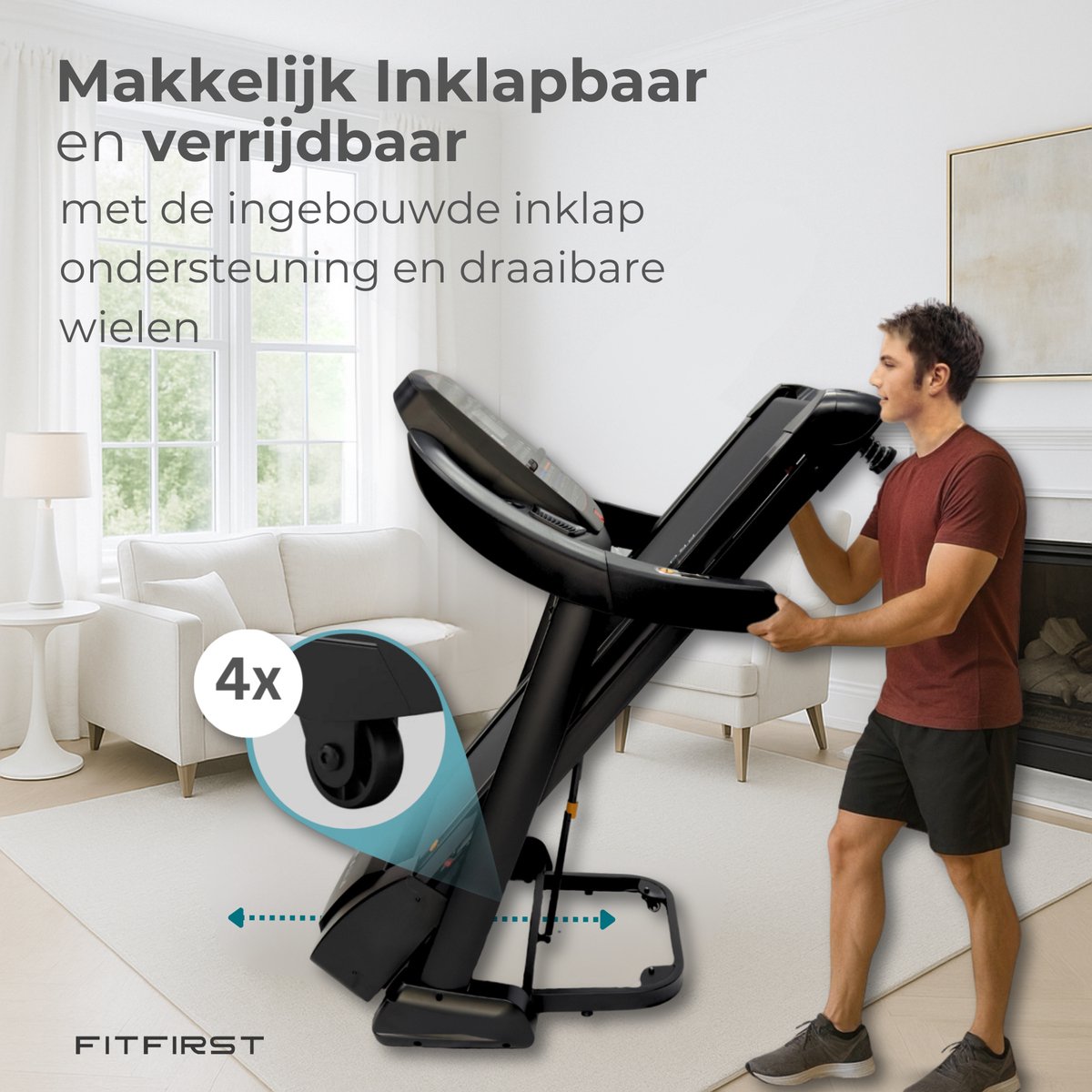 Afbeelding 3 van FitFirst® Ultra | Tot 20 KM/H en 15% Hellingshoek | Met Trainingsapps en speakers | Makkelijk Inklapbaar En Verplaatsbaar | Geveerde Demping | Ingebouwde Bidonhouder | 12 Voorgeprogrammeerde Programma's