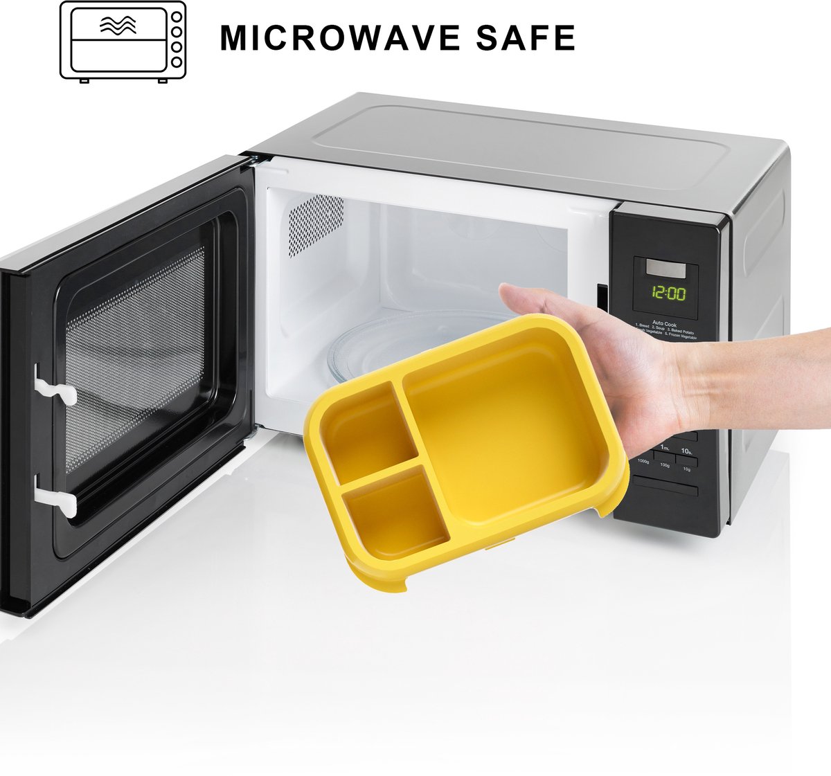 BentOH! Bento Box en Brooddoos 2-in-1 voor Kinderen - Trucks - Lekvrij & BPA-vrij – Met 3 Uitneembare Vakken – Magnetron-, Vriezer- & Vaatwasser bestendig — afbeelding 6