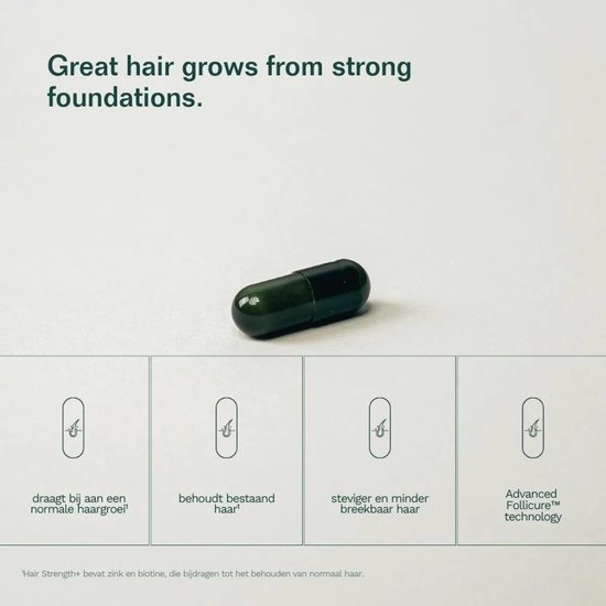 Insentials - Hair Strength+ - Complete formule tegen haaruitval mannen en vrouwen - Follicure™ - Zuivere Serenoa Repens - Biotine - Zink - Natuurlijke fytosterolen - Behoud van bestaand haar - Vertraging kaal worden - Haaruitval na bevalling