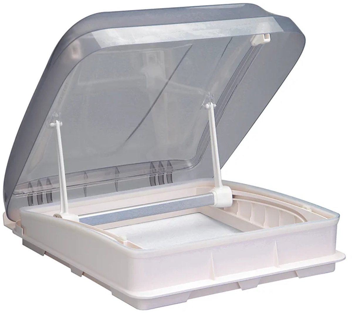 ProPlus Dakluik LED - 400 x 400 mm - 12 Volt - Zonder permanente ventilatie - met Ventilator - Maximale openingshoek 60° - Insectenhor - Transparant