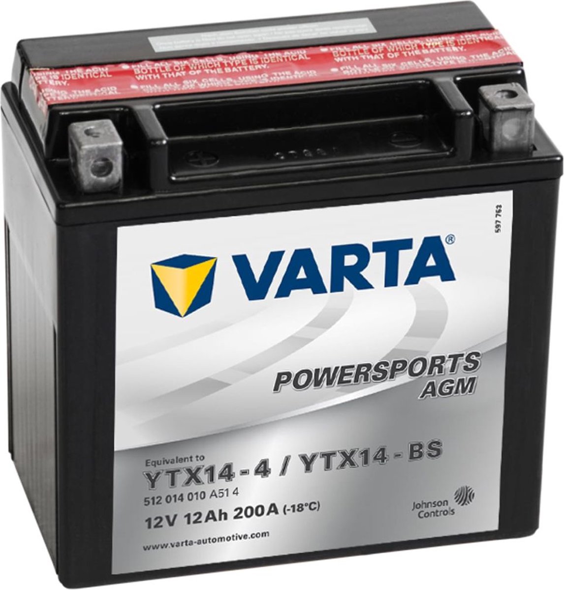 Varta Motor AGM Powersports Accu / Batterij YTX14-4/YTX14-BS | bol.com