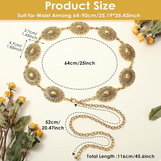Riem voor Vrouwen - Zilveren Concho Link Chain Westerse Cowgirl - Voor Jeans en Jurken — afbeelding 2