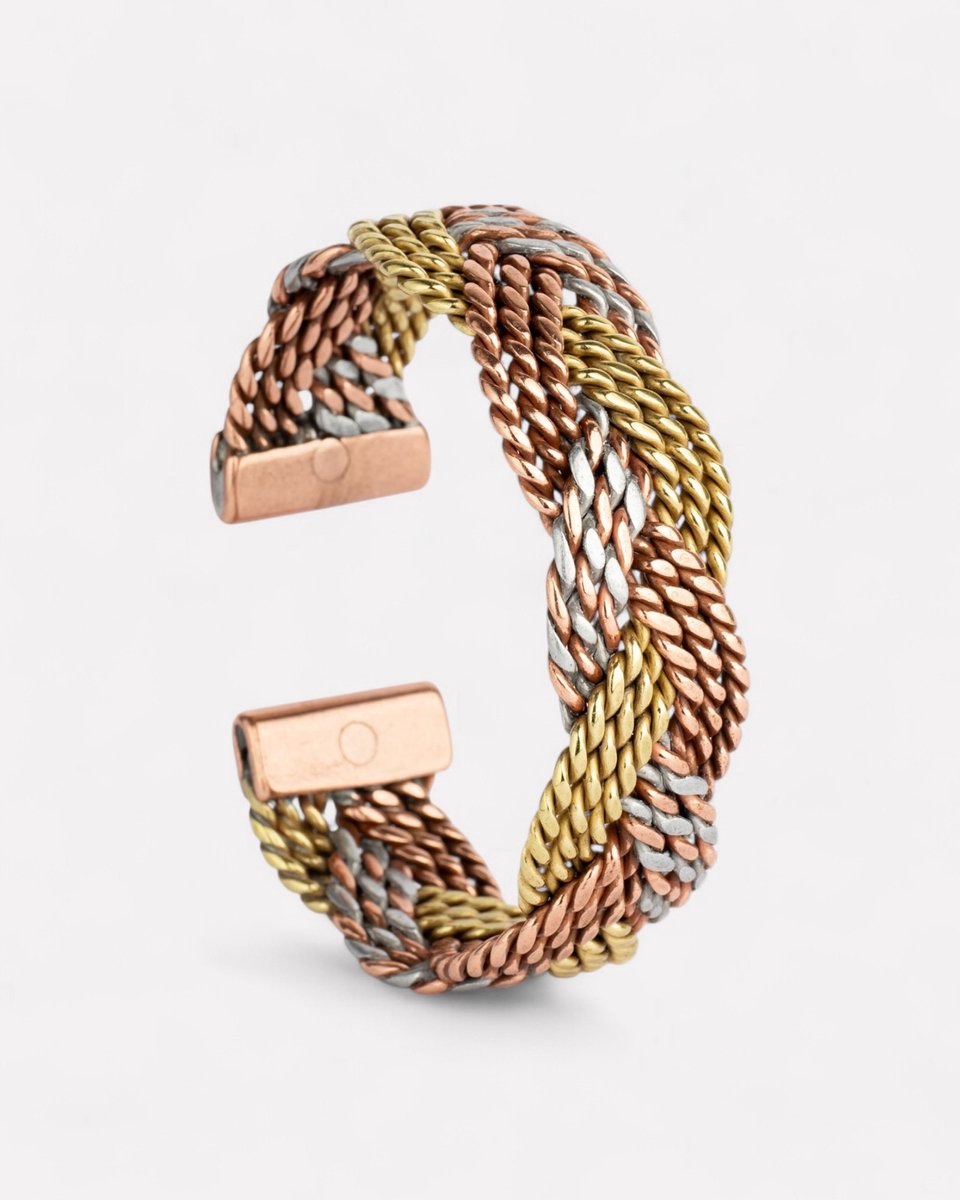 Koperen Magneet Armband - Dames - Gevlochten - Drie Kleuren - Standaard Maat - Deva Loves