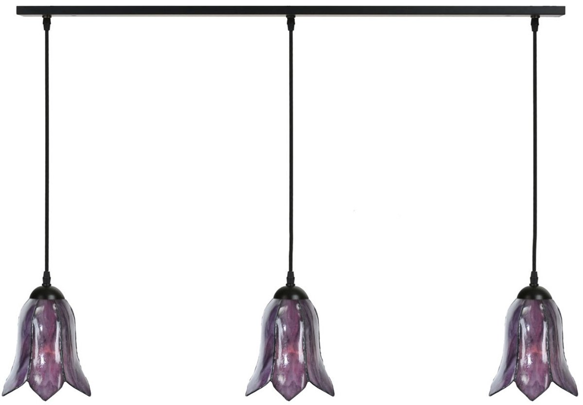 Coloured by Art 3 x Tiffany Gentian Purple lampen aan plafondbalk - Art Deco Trade Paars