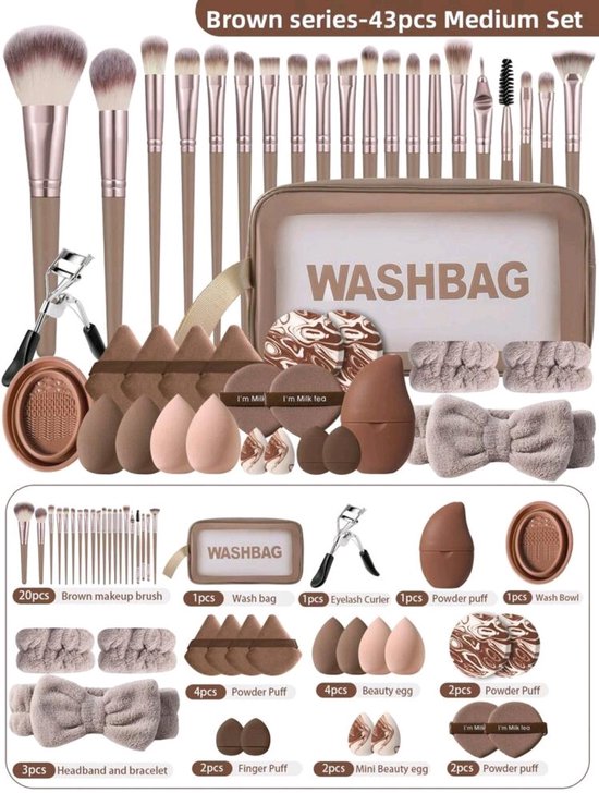 Luxe Make-up Set 43-delig - Inclusief Kwasten, Beautyblenders