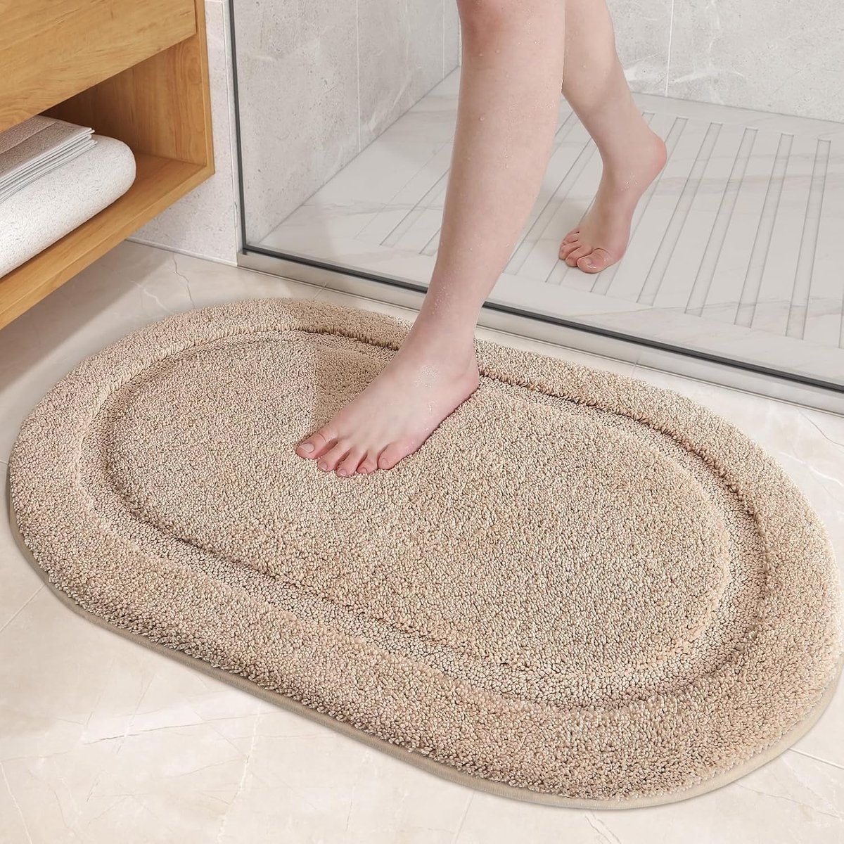 Ibenzoa® Zachte, Antislip Badmat Beige - 40x60 cm - Absorberend en Wasbaar