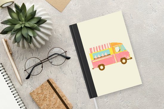Notitieboek - Schrijfboek - Ijskar - Retro - Softijsjes - Roze - Notitieboekje klein - A5 formaat - Schrijfblok