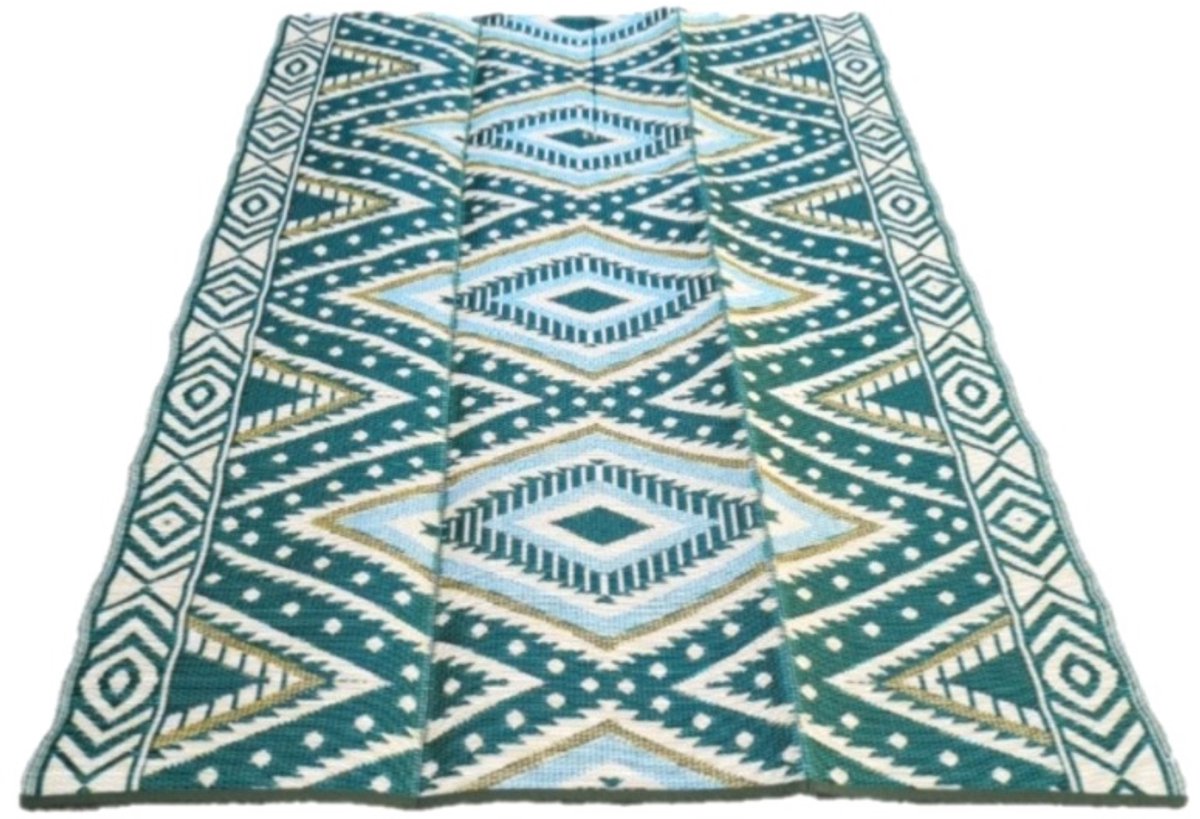 plastic vloerkleed-buitenkleed XL 180x275cm groen ruit