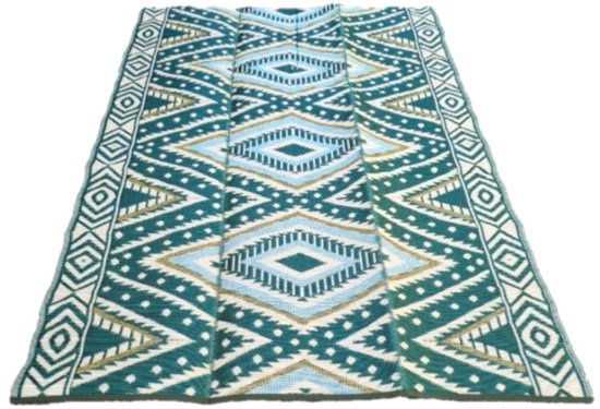 plastic vloerkleed-buitenkleed XL 180x275cm groen ruit