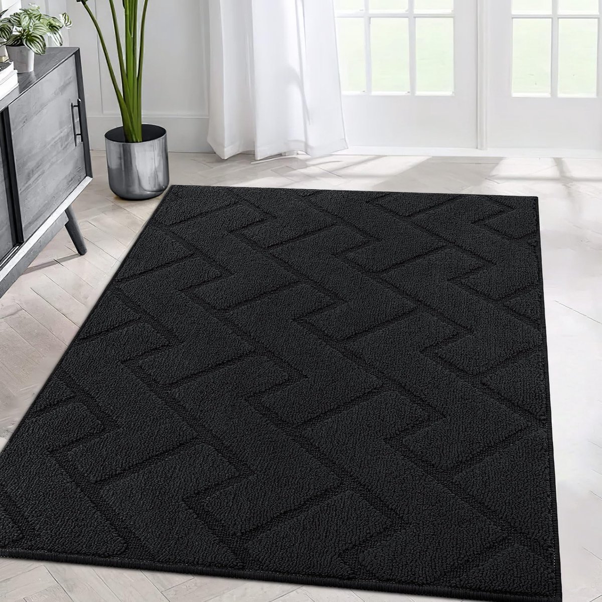 Ibenzoa® Duurzame, Zwarte Vloerkleden met Antislip Technologie - 80 x 120 cm