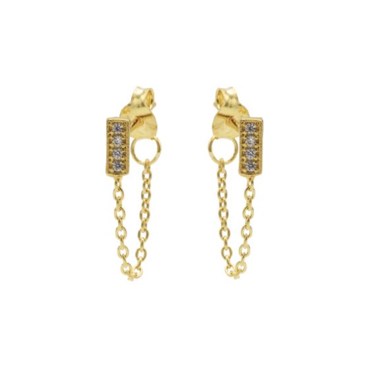 Karma Chain oorbel Rectangle M2335 Goud
