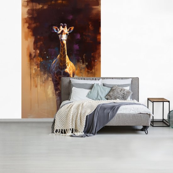 Behang - Fotobehang Giraf - Bruin - Abstract - Geschilderd - Breedte 170 cm x hoogte 260 cm