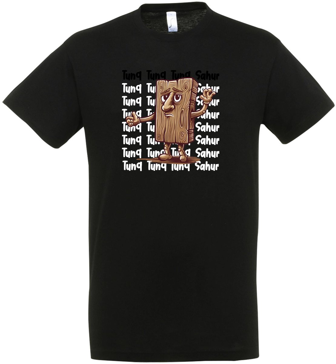 Tunq Tunq Tunq SAHUR T-shirt - cadeau - Zwart - Brainrot - Tung Tung Tung Sahur T-shirt - Grappige T-shirts - DrogeHumor - Maat S