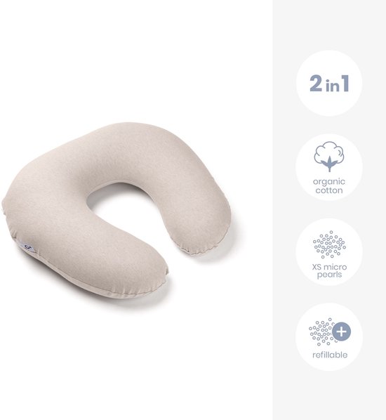 Doomoo Softy - Klein Voedingskussen - Biologisch Katoen - 150cm - Chine Sand van Merkloos — afbeelding 2