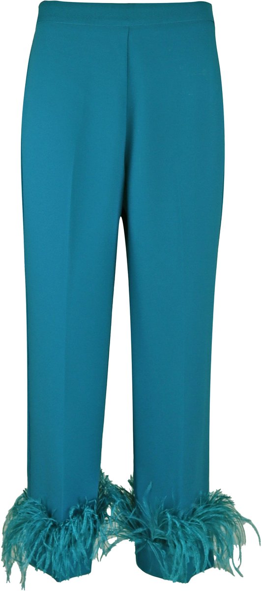 Nenette • blauwe pantalon met veren • maat 34 (IT40)