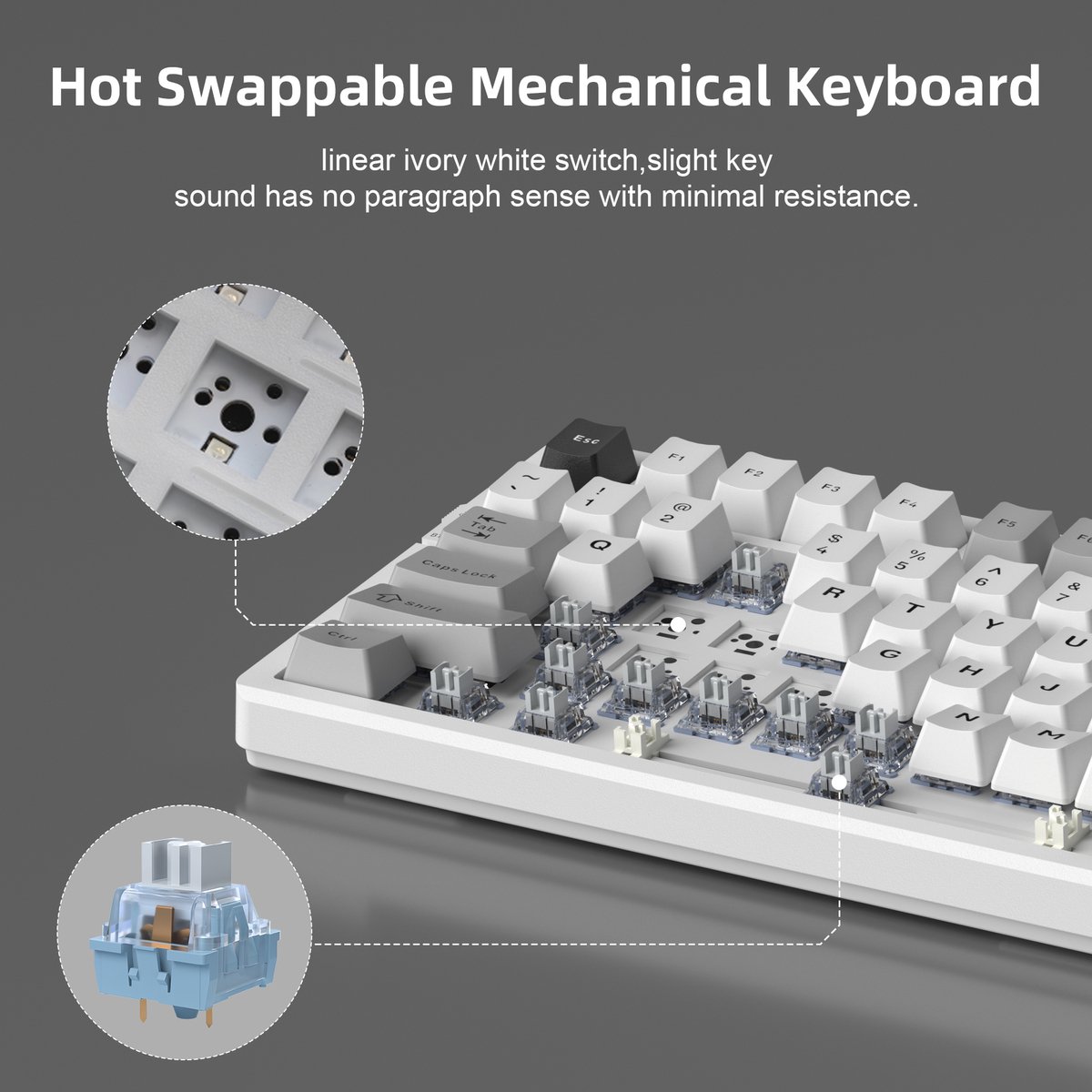 MageGee Light100 - Mechanisch Gaming Toetsenbord - Gaming Keyboard - Draadloos - RGB thumbnail 6