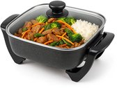 Bol.com Elektrische hapjespan met deksel - Hapjespannen - Party - Grill - Snack - Sauteer - Pan - Inductie - Braadpan - Skoov aanbieding