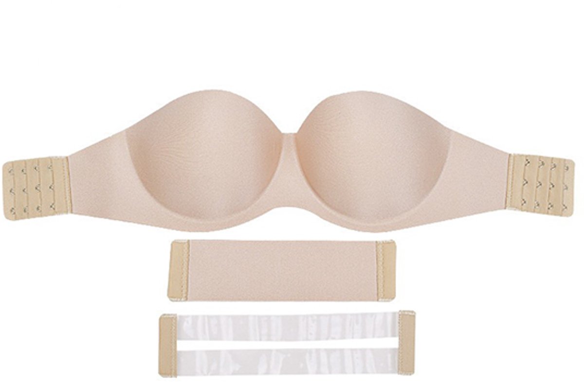 Attrezzo ® Strapless Push up BH - Variabel 70A tot 80A - Open rug - Beige