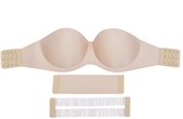 ATTREZZO® Strapless Push up BH - Variabel 70A tot 80A - Open rug - Beige