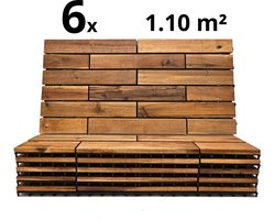 Terrastegels - Acaciahout - 6 Stuks - 1.10 m² - Bruin - 15 Latjes - Vlondertegels - Balkontegels - Makkelijke en Snelle Montage