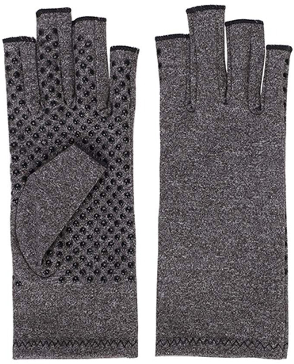 Goedkoopste ATTREZZO® Compressie handschoenen - Grijs - Maat S - Anti slip - One size - Ideaal voor patiënten van Reuma - Artritis - Artrose