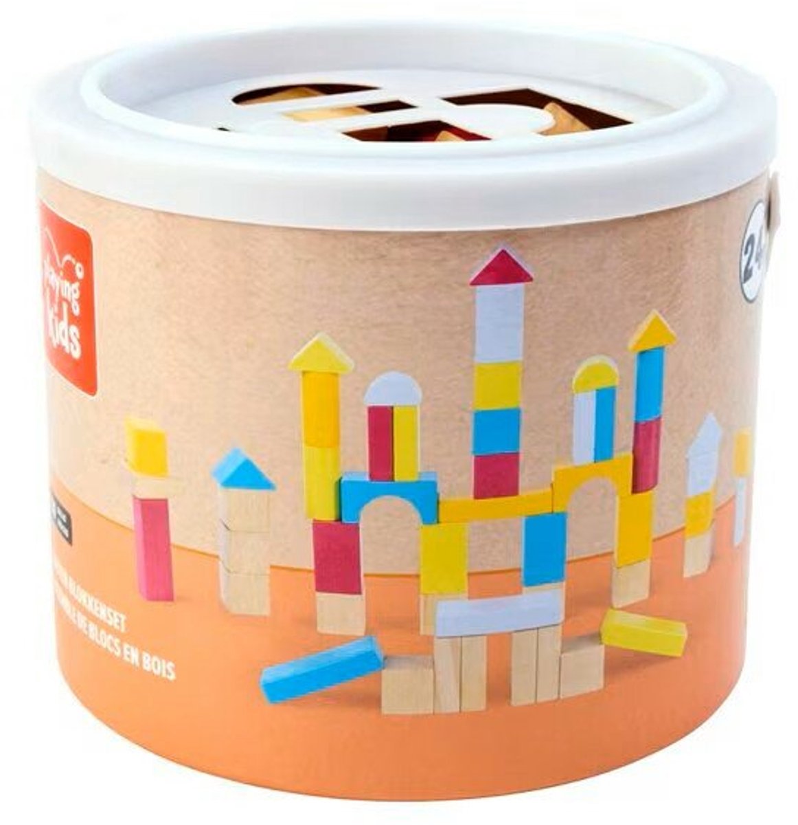 03448 Playing Kids Houten Blokkenset Gekleurd 50-delig