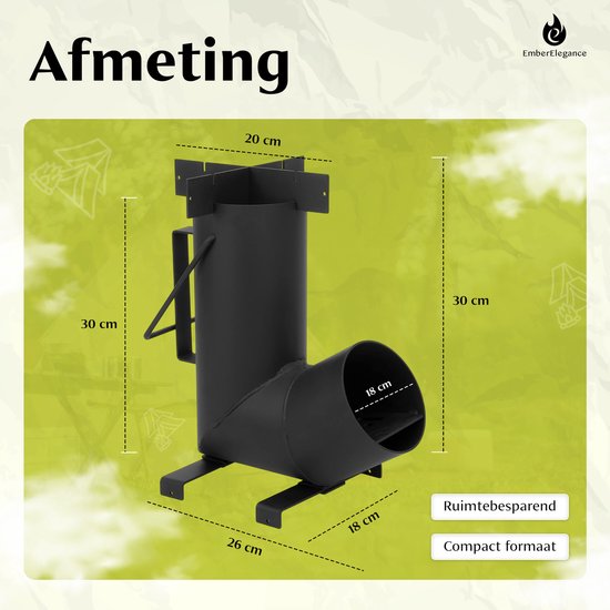 Onewer Rocket Stove, gemakkelijk te verbranden draagbare houtkachel Gemakkelijk schoon te maken voor koffiepotten voor kamperen voor het gezin