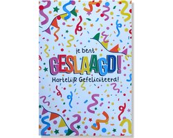Je Bent Geslaagd Wenskaart - 12x17cm - Gevouwen kaart inclusief envelop - Diploma Gehaald