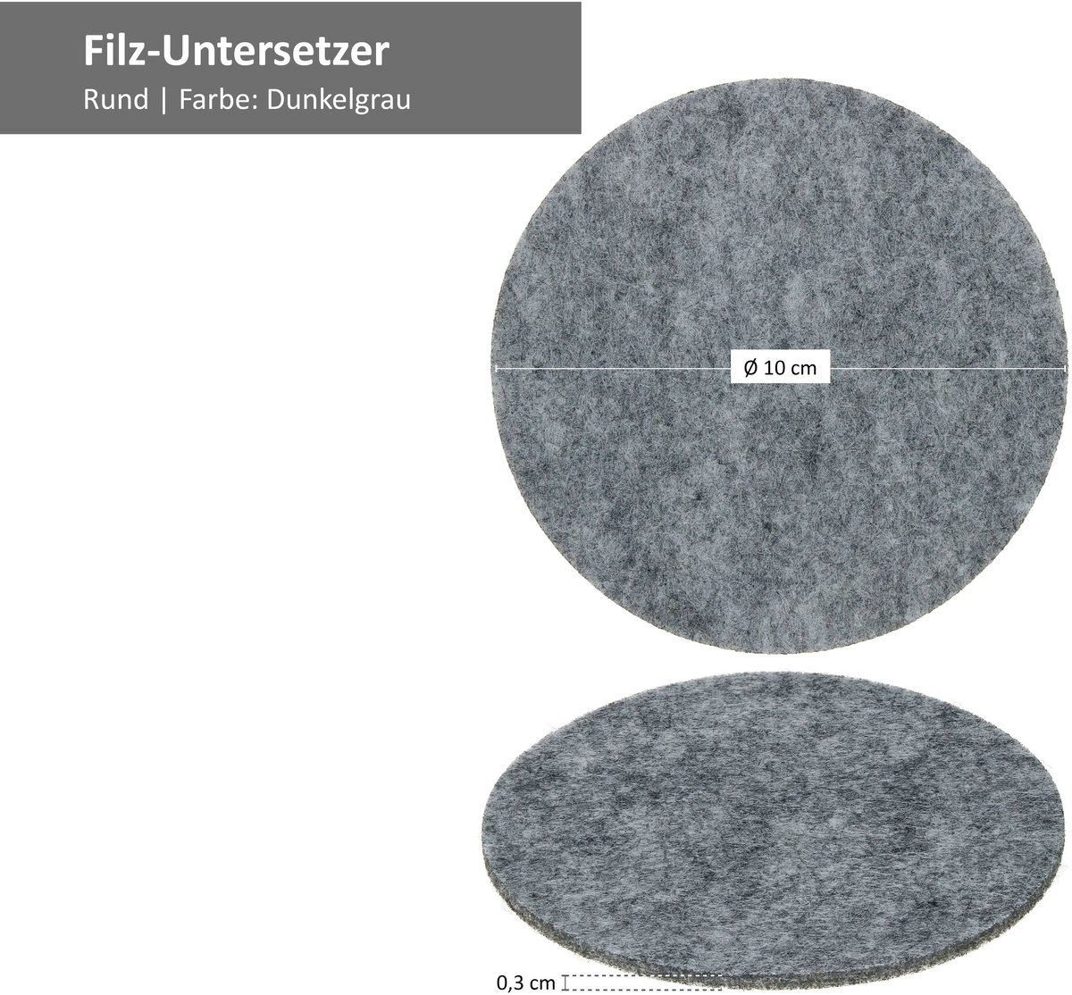 Set van 12 onderzetters vilt rond 10cm - 22280774 — cadeau in Wonen & Interieur - foto 2