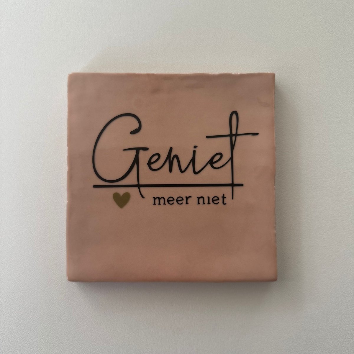 Sjuuls.shop Geniet meer niet. (Roze tegeltje) - Zonder standaard - Spreuktegel - Tegeltje met tekst - Tegeltje met Spreuk - Cadeautje - Origineel cadeau - Cadeau Pensioen