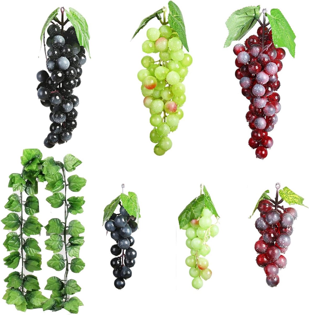 7 Stuks Kunstmatige Druivencluster Levensecht Fruitdecoratie voor Rekwisieten Feest Bruiloftsdecoratie