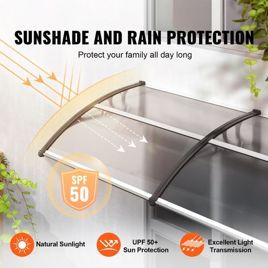 WLXTZYF Patio Raam Luifel, Schaalbare Gesplitste Polycarbonaat Voordeur Luifel, Cover Outdoor Entry Eaves Geluiddichte Zonnescherm Regen Sneeuw Zonlicht Bescherming