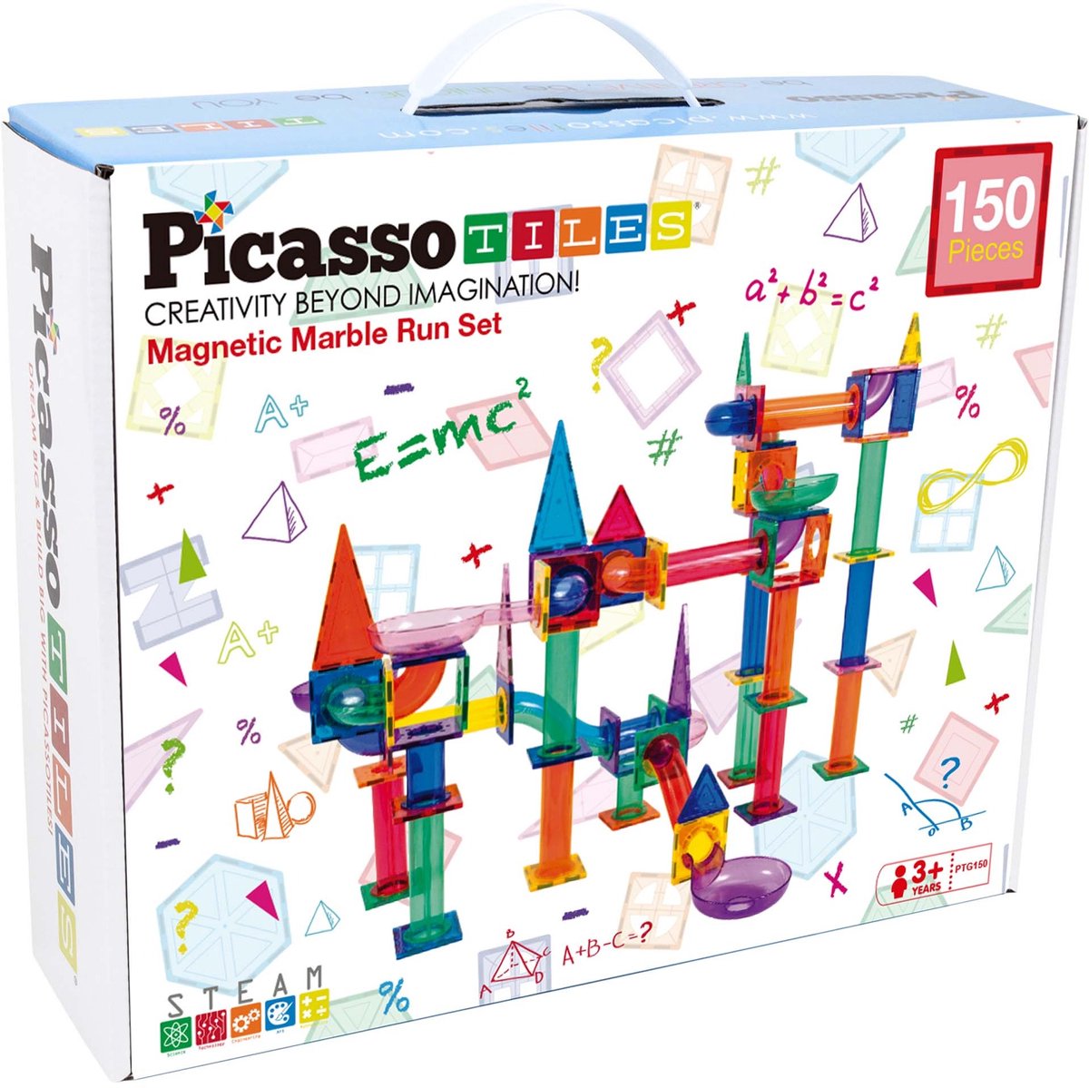 Tactic Picasso Tiles - Constructiespeelgoed - Magnetic Tiles - Magnetische Tegels - Knikkerbaan: 150-delig