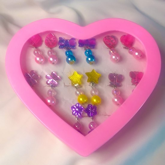Hart Giftbox Kinderoorbellen - Strik - Clipoorbel - Klipoorbellen - Nepoorbellen - Kinder oorbellen clip - oorclips kids
