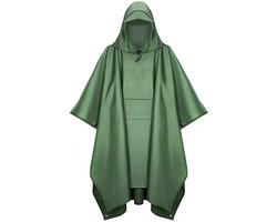 Regenjas uniseks - waterdichte ripstop poncho - ademend & herbruikbaar regenjack - voor kamperen, vissen, wandelen - outdoor bescherming - volwassenen - groen - universeel - 1 stuk