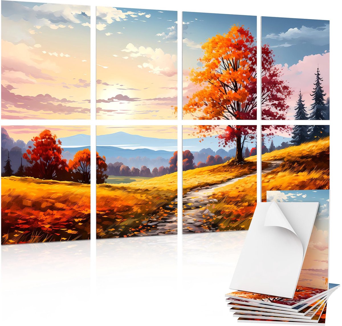 Ibenzoa Geavanceerde Akoestische Panelenset voor Geluidsbeheersing en Decoratie – 8 Stuks (120 x 80 cm) orange
