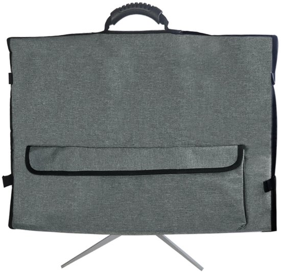 Foto: Draagbare opbergzak voor monitoren gevoerde reiskoffer met rubberen grip beschermhoes voor monitoren en accessoires geschikt voor 27 inch desktopcomputer grijs