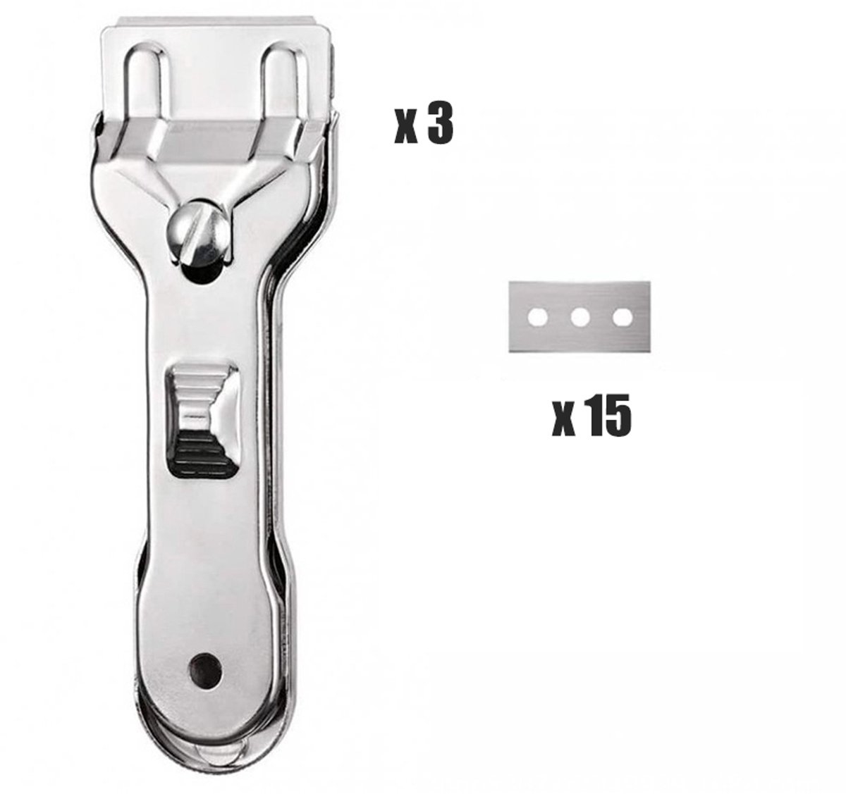 Kookplaat Krabber Schraper Met Reservemesjes - Glasschraper - 3 stuks Glas Mes Schraper - 15 extra mesjes