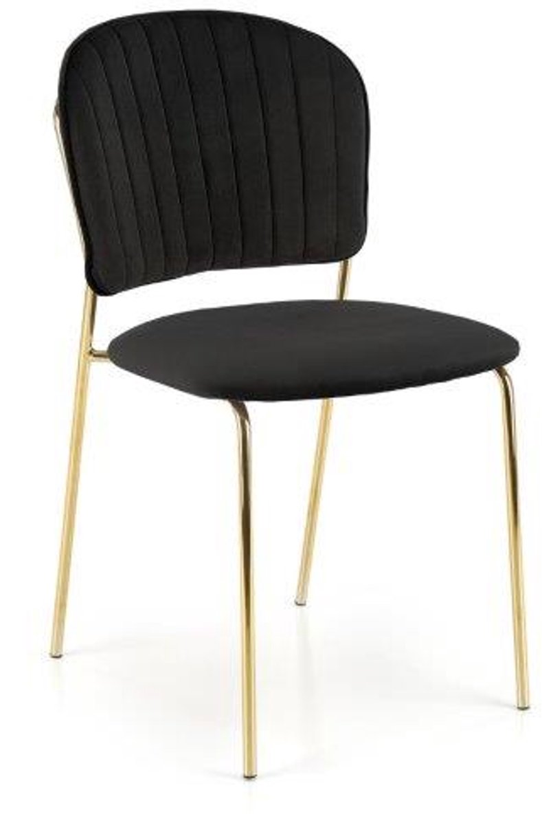 Luxury4Home W158 Serie - Gestoffeerde Eetkamerstoel - Zwart - Gouden Poten