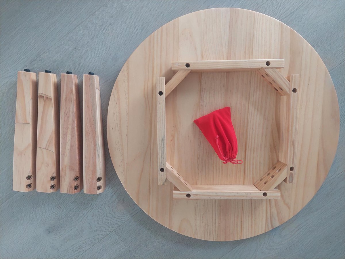 Bijzettafel voor buiten - salontafel - tuintafel - hout - massief grenen - rond - Ø 60cm - voor binnen thumbnail 4