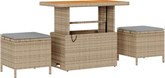 vidaXL - Tuinbank - Set - 10 - st - Beige - poly - rattan