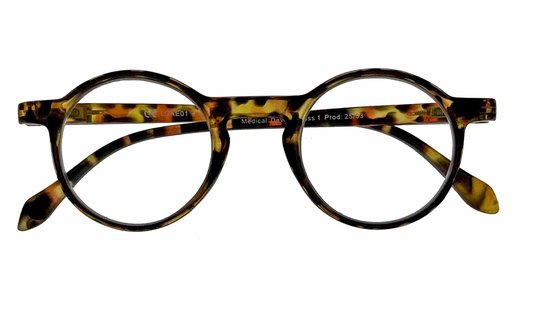 Ear2Ear leesbril Luke 01 +2.00 - Tortoise - Rond - Retro - incl. verpakking en pouch
