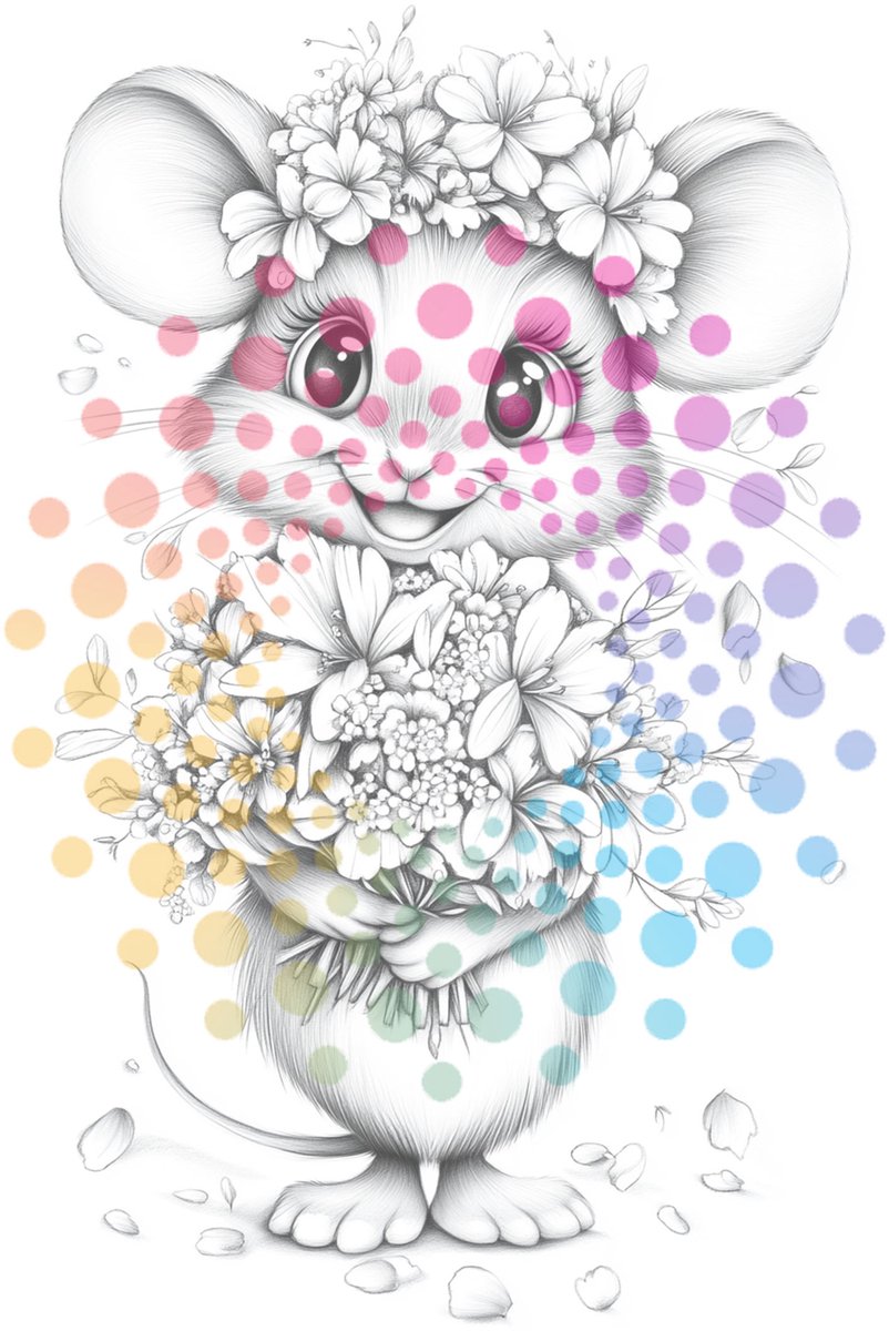 KleurLab® - Zoete Muisjes - Luxe Kleurboek voor Volwassenen - Enkelzijdig bedrukt - 48 unieke kleurplaten op A4 - Fantasy - Dieren & Natuur — afbeelding 2