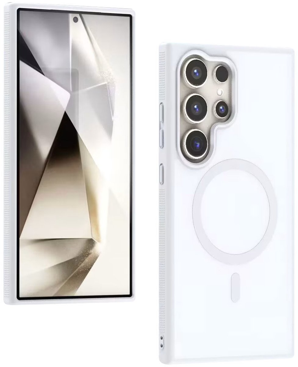 Trusmi CF40-74- Samsung Galaxy S25 Ultra- siliconen hoes geschikt voor Magsafe – Wit Transparant, Slim Fit Beschermcase, Slank Design, Schokbestendig, Anti-Vingerafdruk en Krasbestendig