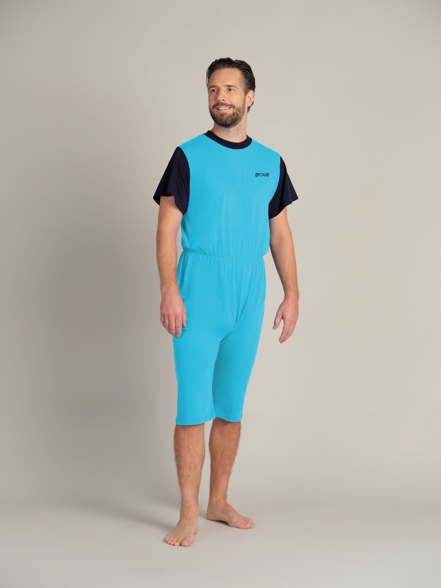 Goedkoopste Jersey hansop | Rugritssluiting | Korte mouw | Korte pijpen | Lichtblauw| XS
