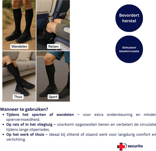 Compressiekousen voor dames en heren (1 paar), compressiesokken, sport, hardlopen, skiën, atletiek, mouwen, reizen, werk en herstel, lange sokken van merinowol (groen, L